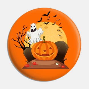 Happy Halloween Fright Fest Ghosts and Pumpkins - NYC Stitch Studio Pin