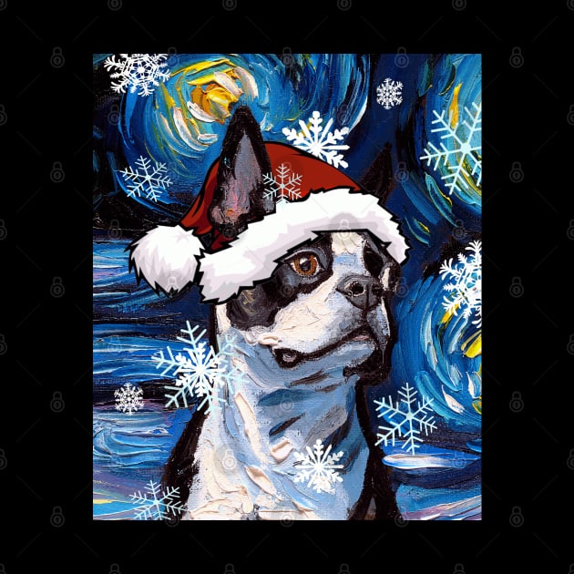 Boston Terrier Santa by sagittariusgallery