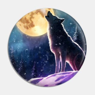 Winter Wolf Howling Pin