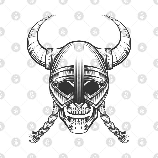 Skull in Viking Helmet by devaleta