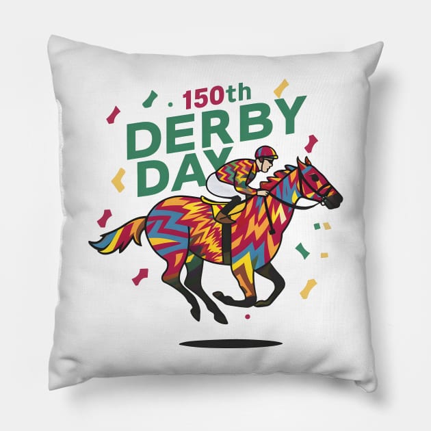 Derby Horse Racing 150th Derby Day May 4, 2024 Pillow by Pikalaolamotor