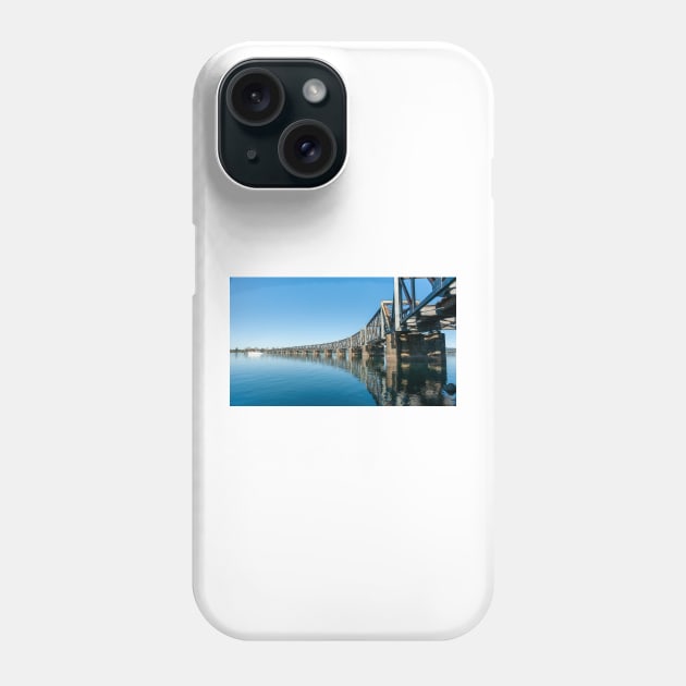 Curving lines of historic steel truss railway bridge Phone Case by brians101