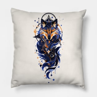 A wolf spirit watercolor Pillow