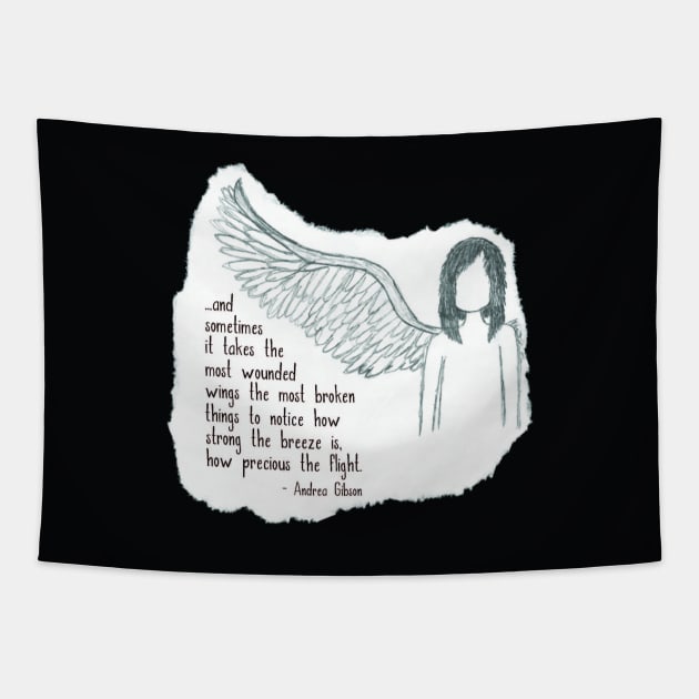 Wounded Wings Tapestry by Emma Lorraine Aspen