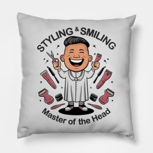 styling and smilimg master of the head Pillow