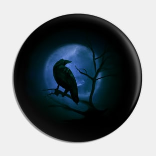 Raven and full moon Pin