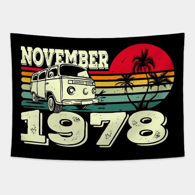 Classic Vintage 78's Caravan Sunset November 1978 Birthday Tapestry by Kawaii_Tees