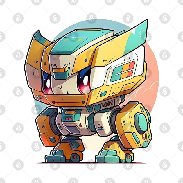 Colourful kawaii mech robot modern illustration by Quixar