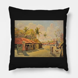 British Village Scene Jagannath India By Alexander Caddy Digitally Enhanced Pillow