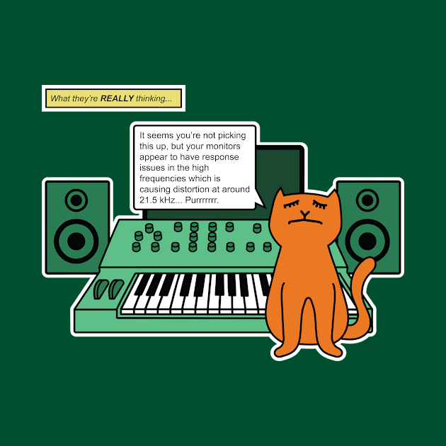 Cat on Music Studio Desk with Analogue Synthesizer by Atomic Malibu