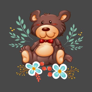 Cute Bear Animals Flower T-Shirt