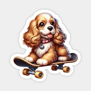 Skateboarding Cocker Spaniel Magnet