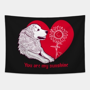 You Are My Sunshine Dog Sunflower Tapestry