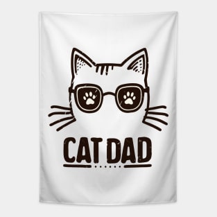 Retro black Cat Dad Tapestry