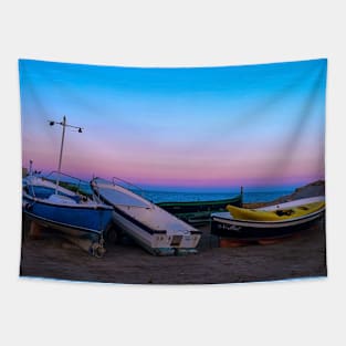 Summer Sunset Boats Sailing Beach Italy Tapestry