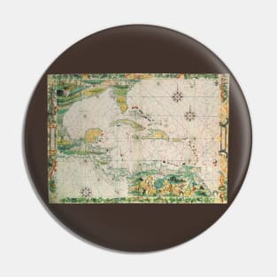 Antique Map of the Caribbean Sea and the Gulf of Mexico Pin