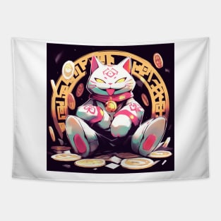 Coin Lucky Fairy Cat Tapestry