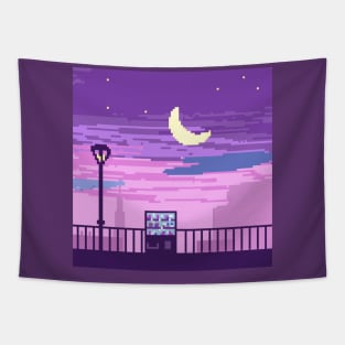 Pixel art sunset Tapestry