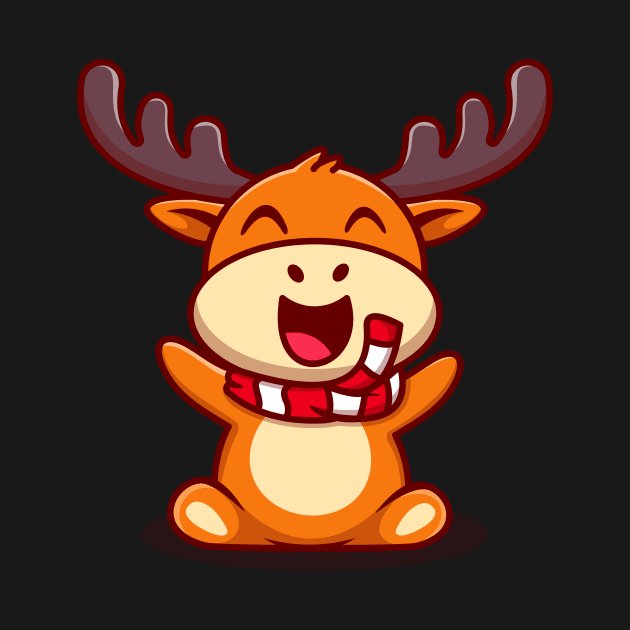 Cute Baby Reindeer Sitting Cartoon by Catalyst Labs