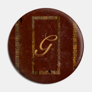 Grunge Leather Look Book Cover Personalised Initial G Pin