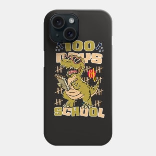 100 days of school featuring a friendly T-rex Dino Holding a notebook  #1 Phone Case