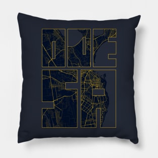 Odesa, Ukraine City Map Typography - Gold Art Deco Pillow