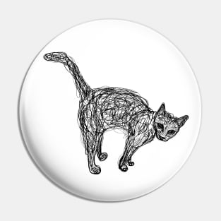 Black cat doodle light Pin