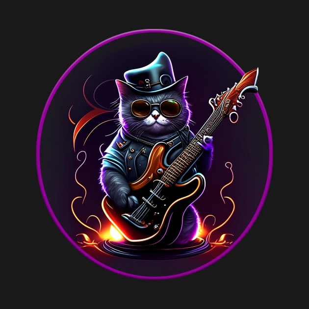 Neon Musician Cat by MusicianCatsClub