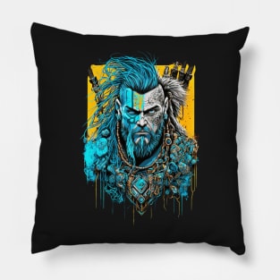 Neon Cyberpunk Viking - V1.06 Pillow