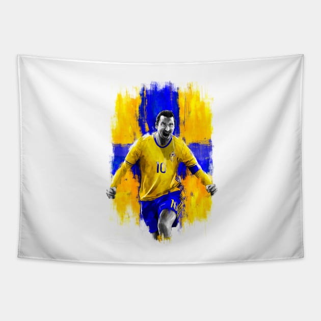 Zlatan Ibrahimović - Sweden Football Artwork Tapestry by barrymasterson