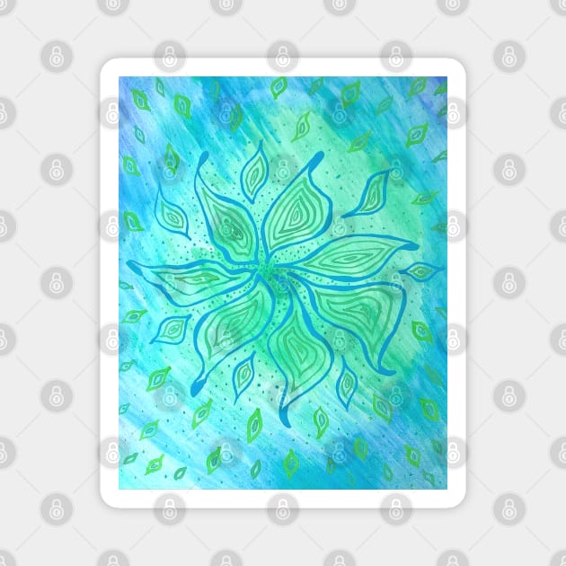 Abstract Torquoise Flower Magnet by Maltez