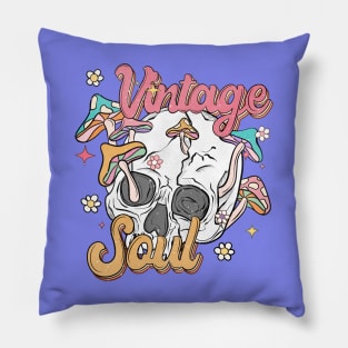 "Vintage Soul" Skull & Mushrooms Pillow