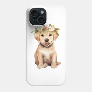 Watercolor Labrador Retriever Dog with Head Wreath Phone Case