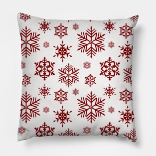 Large Dark Christmas Candy Apple Red Snowflakes on White Pillow