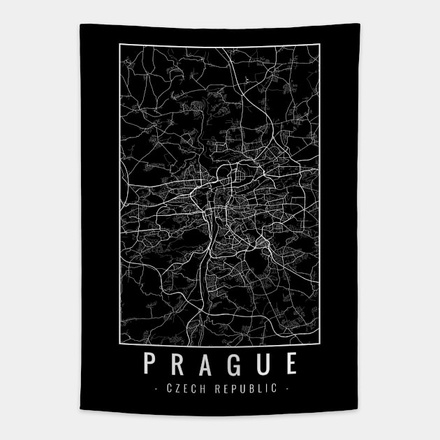 Prague Czech Republic Minimalist Map Tapestry by Mapagram