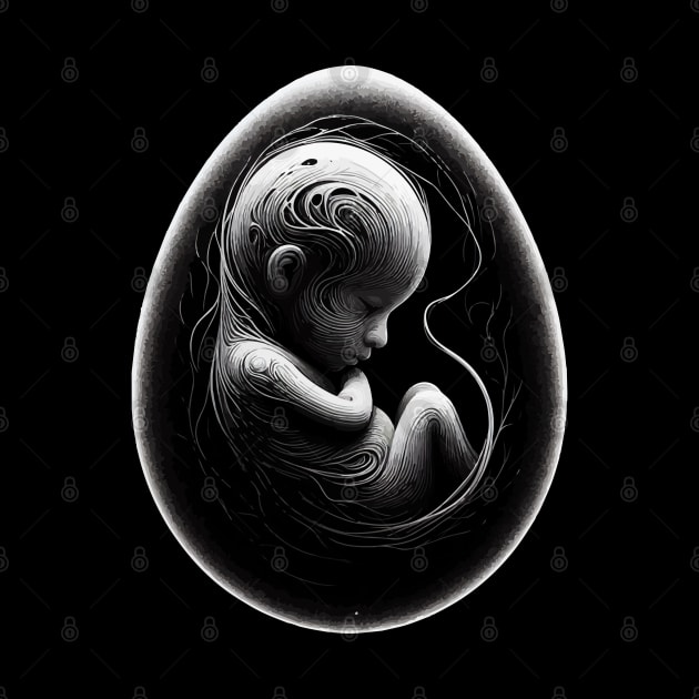 Monochromatic Black And White Embryo Outline by TomFrontierArt