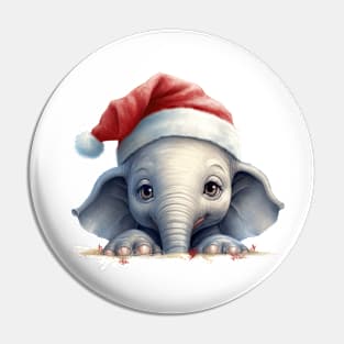 Christmas Peeking Baby Elephant Pin