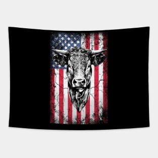 Patriotic Cow American Flag Tapestry