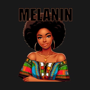 Melanin Afrocentric Black Pride Afro Queen T-Shirt