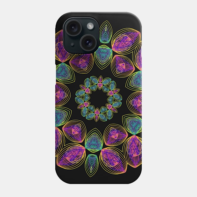 Butterfly Angel Wings | Harmonograph Kaleidoscope Green Pink Yellow Black Phone Case by aRtVerse