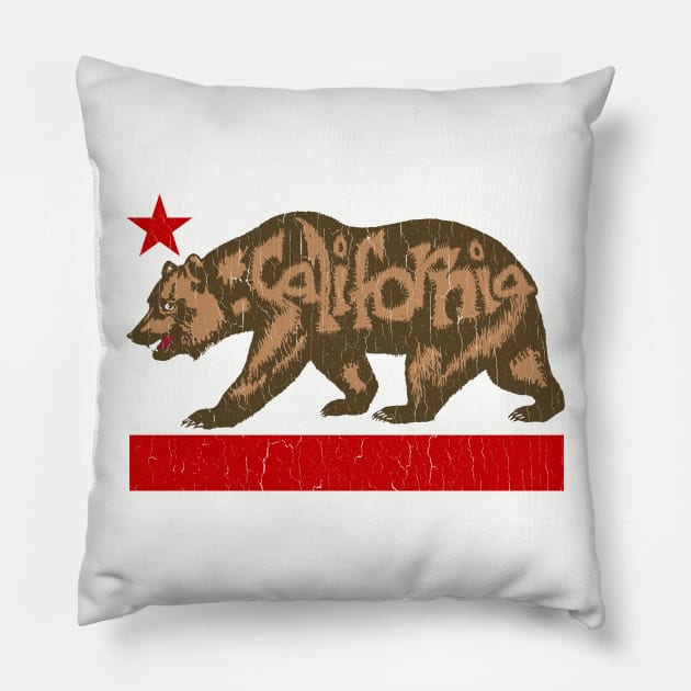 Big Fuzzy California Bear (vintage distressed look) Pillow by robotface