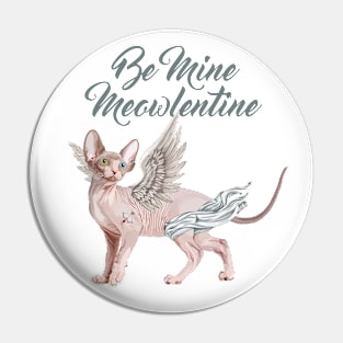 Be Mine Meowlentine, Valentines Day Sphynx Cat Cupid Pin
