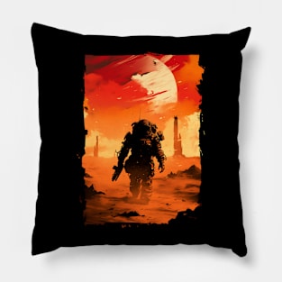 Marine Trekking on Mars - Scifi Pillow