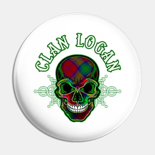 Scottish Clan Logan Tartan Celtic Skull Pin