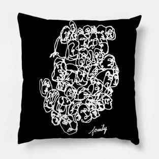 Family Line Drawing Art White Print Pillow