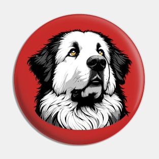 Stunning and Cool Great Pyrenees Monochrome and Gold Portrait for Father's Day Pin