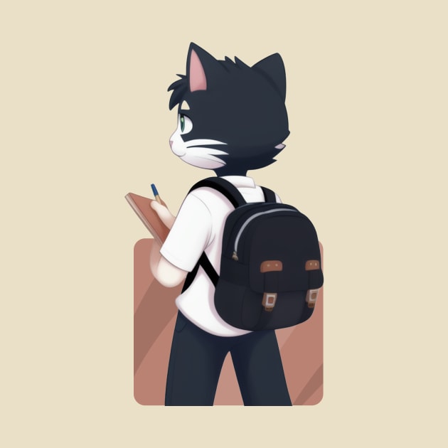 Adorable Cat Ready for Learning by Rishirt