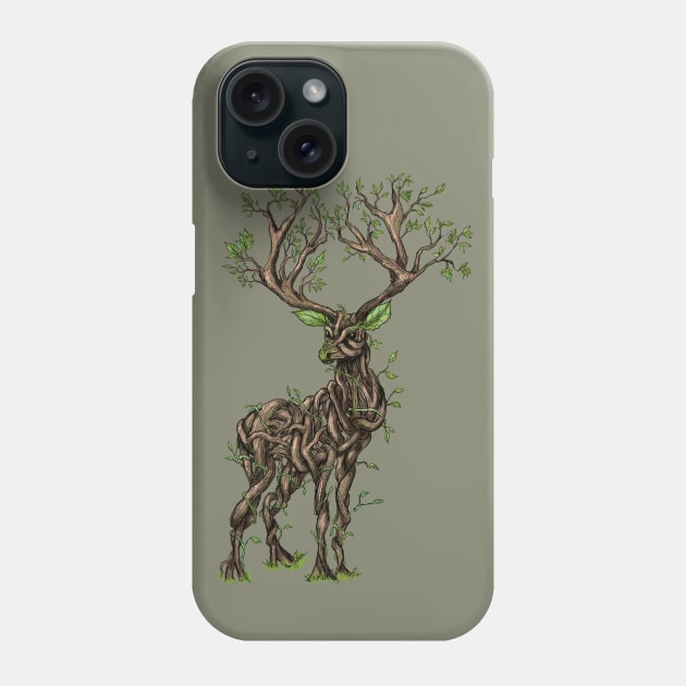 Vine Branch Stag (Color) Phone Case by Mainahste