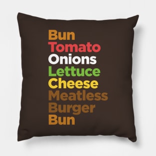 Meatless Burger Vegetarian Vegan Pillow