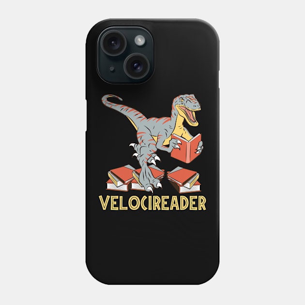 Velocireader Books Dino Raptor Gift Design Phone Case by Shirtjaeger